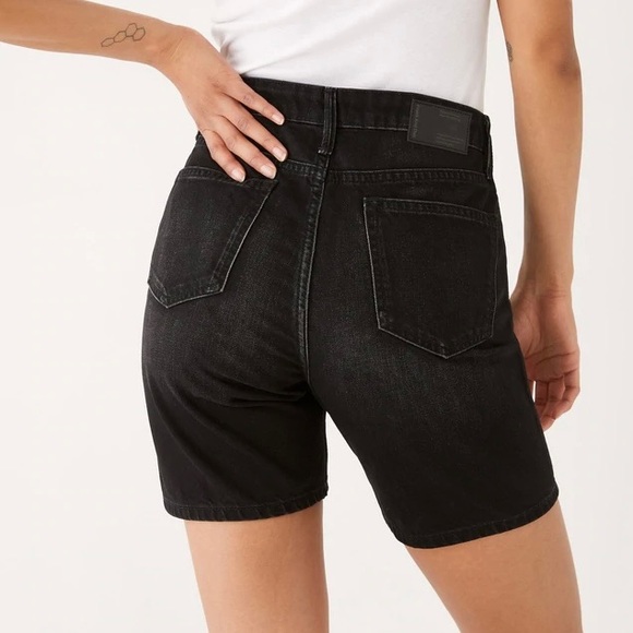 NWT Frank & Oak // The Stevie High Waisted Denim Bermuda Shorts in Black - Picture 8 of 11